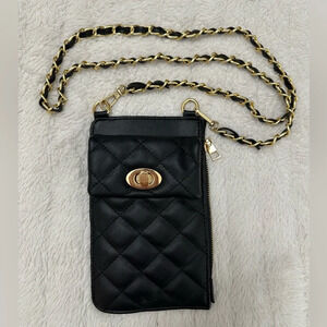Black and gold cross body bag